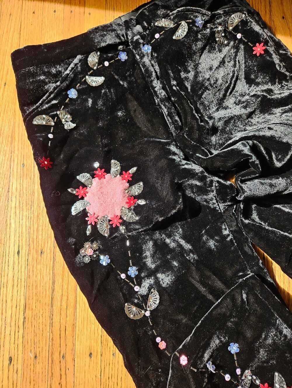 Anna Sui Vintage 2002 Runway Velvet Embroidered Pants - Picture 3 of 12